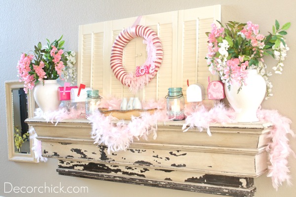 Valentines Day Mantel